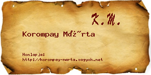 Korompay Márta névjegykártya
